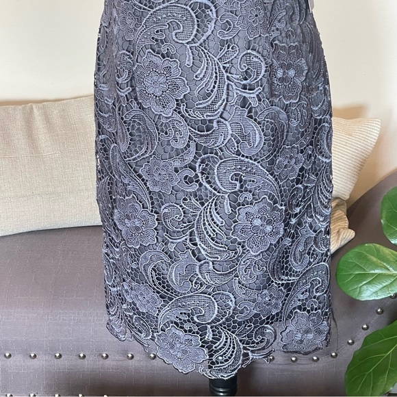 Adrianna Papell Evening Lace Overlay Dress Sleeveless Gray Size 6 NWT - Picture 4 of 9